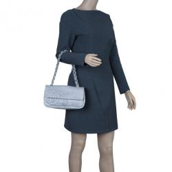 Pre Owned حقيبة شانيل دياغونال CC جلد خروف رمادي بسلسلة وقلاب