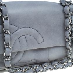 Pre Owned حقيبة شانيل دياغونال CC جلد خروف رمادي بسلسلة وقلاب