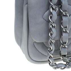 Pre Owned حقيبة شانيل دياغونال CC جلد خروف رمادي بسلسلة وقلاب