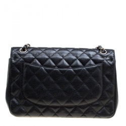 Pre Owned حقيبة شانيل قلاب مزدوج كلاسيك جامبو جلد مبطنة زرقاء