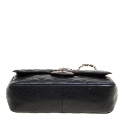 Pre Owned حقيبة شانيل قلاب مزدوج كلاسيك جامبو جلد مبطنة زرقاء