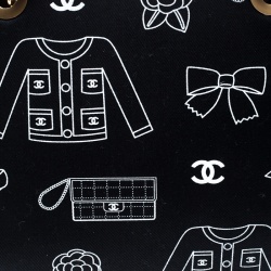 Pre Owned Chanel Navy Blue Canvas Vintage Printed Tote 