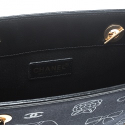 Pre Owned Chanel Navy Blue Canvas Vintage Printed Tote 