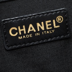 Pre Owned Chanel Navy Blue Canvas Vintage Printed Tote 