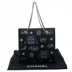 Pre Owned Chanel Navy Blue Canvas Vintage Printed Tote 
