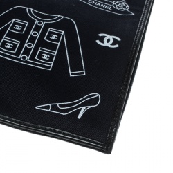 Pre Owned Chanel Navy Blue Canvas Vintage Printed Tote 