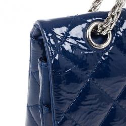 Pre Owned Chanel Blue Patent Leather 2.55 Reissue 227