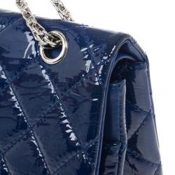 Pre Owned Chanel Blue Patent Leather 2.55 Reissue 227