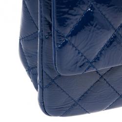 Pre Owned Chanel Blue Patent Leather 2.55 Reissue 227