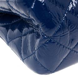 Pre Owned Chanel Blue Patent Leather 2.55 Reissue 227