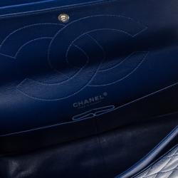 Pre Owned Chanel Blue Patent Leather 2.55 Reissue 227