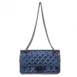 Pre Owned Chanel Metallic Blue 2.55 Reissue Bag