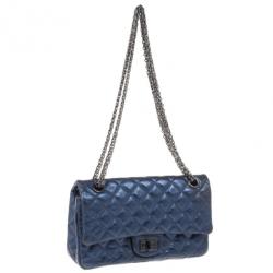 Pre Owned Chanel Metallic Blue 2.55 Reissue Bag