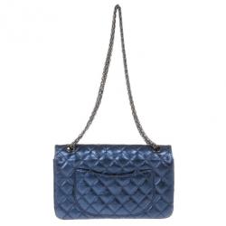 Pre Owned Chanel Metallic Blue 2.55 Reissue Bag