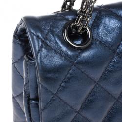 Pre Owned Chanel Metallic Blue 2.55 Reissue Bag
