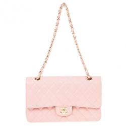 Pre Owned Chanel Pink Caviar Medium Double Flap Bag