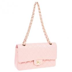Pre Owned Chanel Pink Caviar Medium Double Flap Bag