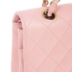 Pre Owned Chanel Pink Caviar Medium Double Flap Bag
