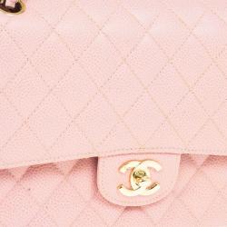 Pre Owned Chanel Pink Caviar Medium Double Flap Bag