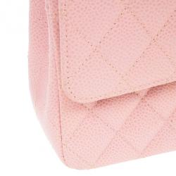 Pre Owned Chanel Pink Caviar Medium Double Flap Bag