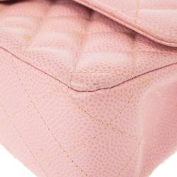 Pre Owned Chanel Pink Caviar Medium Double Flap Bag