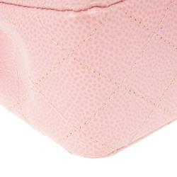 Pre Owned Chanel Pink Caviar Medium Double Flap Bag
