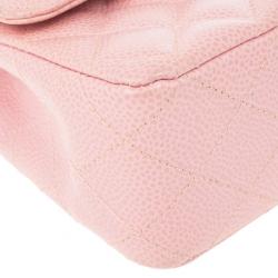 Pre Owned Chanel Pink Caviar Medium Double Flap Bag