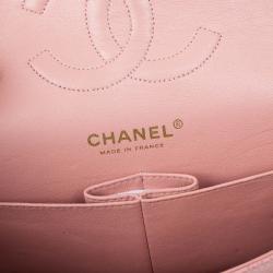 Pre Owned Chanel Pink Caviar Medium Double Flap Bag