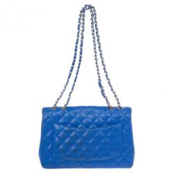 Pre Owned Chanel Blue Caviar Jumbo Flap Bag