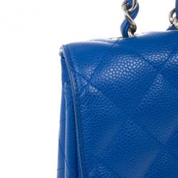 Pre Owned Chanel Blue Caviar Jumbo Flap Bag