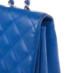 Pre Owned Chanel Blue Caviar Jumbo Flap Bag