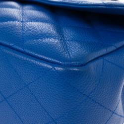 Pre Owned Chanel Blue Caviar Jumbo Flap Bag