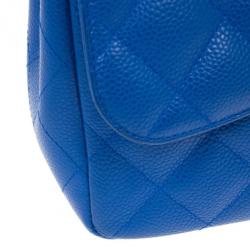 Pre Owned Chanel Blue Caviar Jumbo Flap Bag