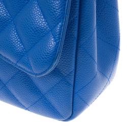 Pre Owned Chanel Blue Caviar Jumbo Flap Bag