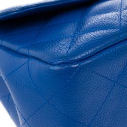 Pre Owned Chanel Blue Caviar Jumbo Flap Bag