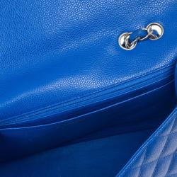 Pre Owned Chanel Blue Caviar Jumbo Flap Bag