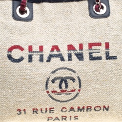 Pre Owned Chanel Beige Multicolor Canvas Deauville Shopper Tote