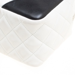 Pre Owned Chanel White/Black Quilted Leather Cambon Ligne Bowler Bag