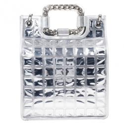 مملوكة مسبقًا Chanel Silver Leather and Vinyl Ice Cube Tote
