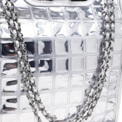 مملوكة مسبقًا Chanel Silver Leather and Vinyl Ice Cube Tote
