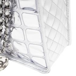 مملوكة مسبقًا Chanel Silver Leather and Vinyl Ice Cube Tote