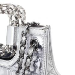 مملوكة مسبقًا Chanel Silver Leather and Vinyl Ice Cube Tote