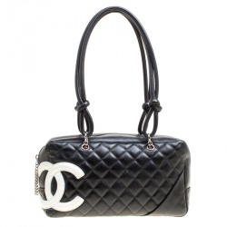 Pre Owned Chanel Black Quilted Leather Cambon Ligne Bowler Bag