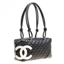 Pre Owned Chanel Black Quilted Leather Cambon Ligne Bowler Bag
