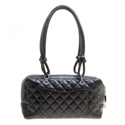 Pre Owned Chanel Black Quilted Leather Cambon Ligne Bowler Bag