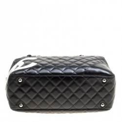 Pre Owned Chanel Black Quilted Leather Cambon Ligne Bowler Bag