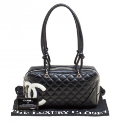 Pre Owned Chanel Black Quilted Leather Cambon Ligne Bowler Bag