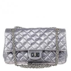 Pre Owned Chanel Metallic Grey 2.55 Reissue 226 Flap Bag
