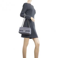 Pre Owned Chanel Metallic Grey 2.55 Reissue 226 Flap Bag
