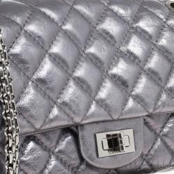 Pre Owned Chanel Metallic Grey 2.55 Reissue 226 Flap Bag